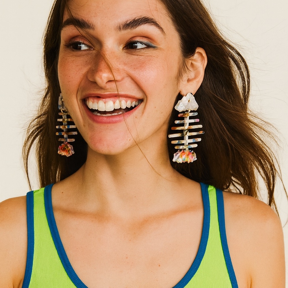C&C California Multicolor Fishbone Earrings